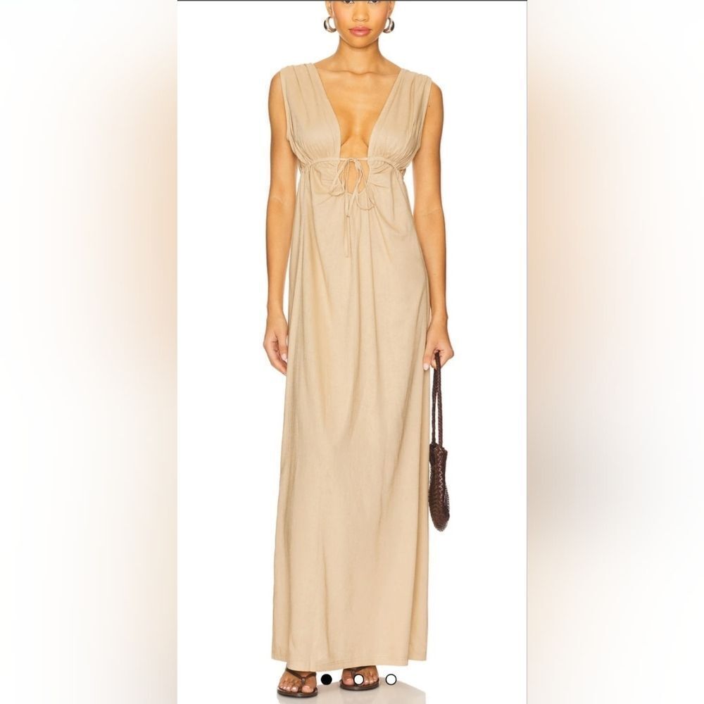 NWT RIOT SWIM Calli Ruched Front Tie Dress in Coconut Various Size